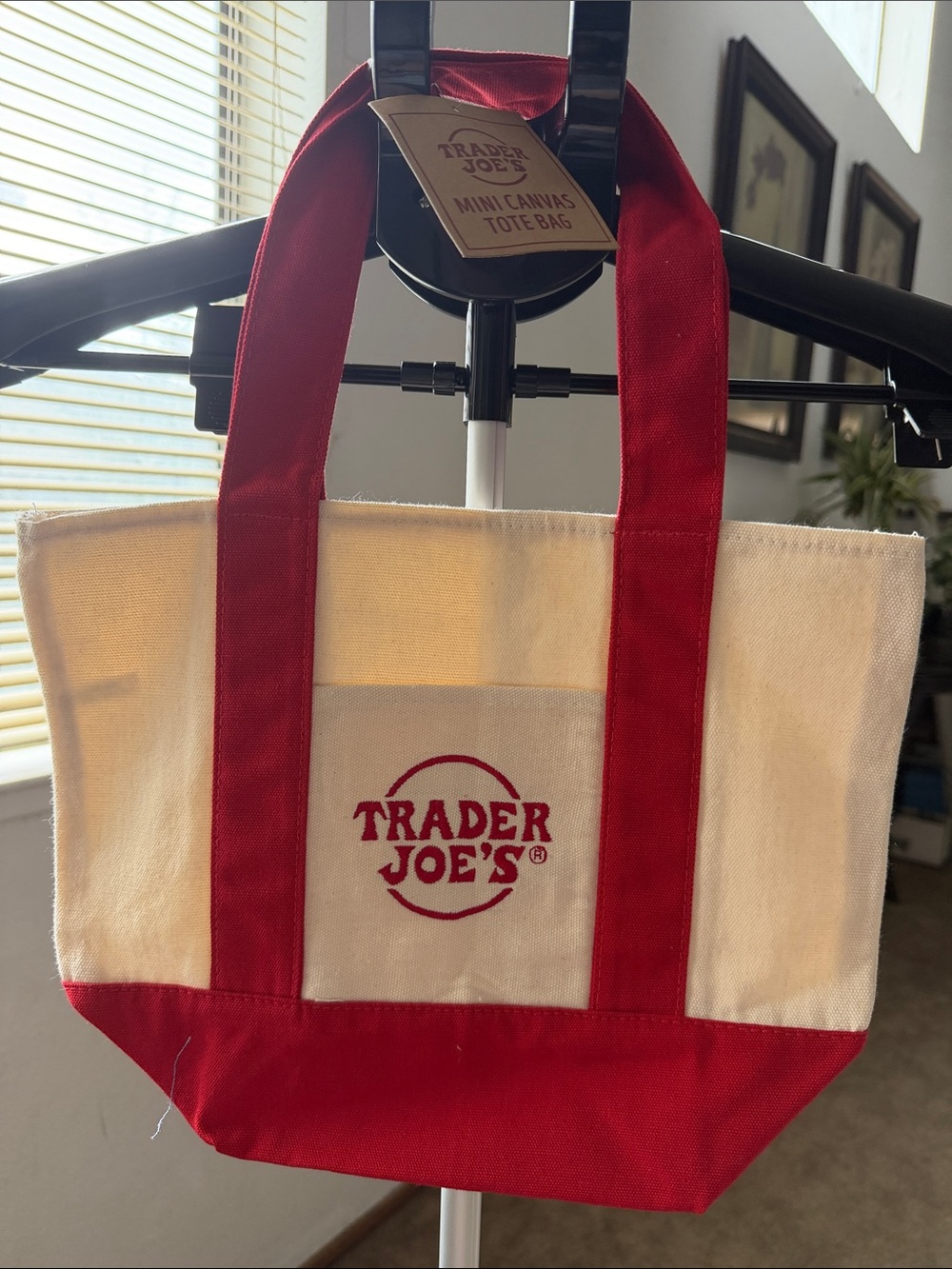 Trader Joe’s Cream & Red Mini Canvas Tote Bag